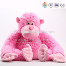 Plush long hair and hand monkey toys with banana pink color